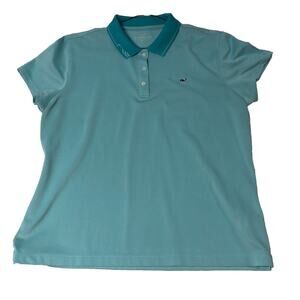 Vineyard Vines Performance Polo Shirt Women's XL Turq Lght Blue Golf Outdoor